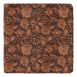 Western Cowgirl Brown Floral  Trivet