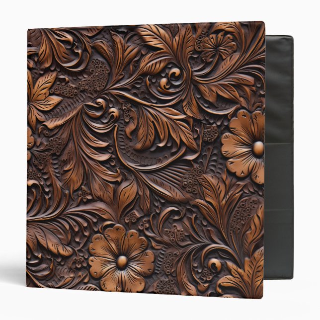 Western Cowgirl Brown Flowers 3 Ring Binder (Front/Inside)