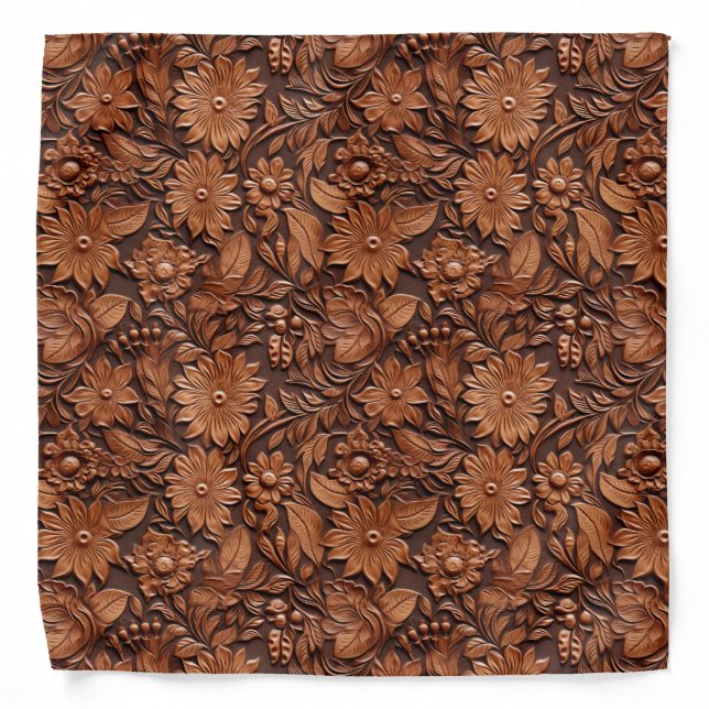 Western Cowgirl Brown Flowers Bandana (Front)