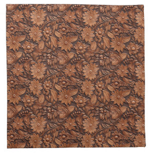 Western Cowgirl Brown Flowers Cloth Napkin