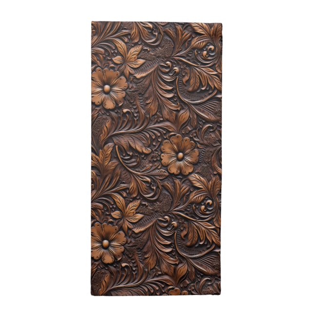 Western Cowgirl Brown Flowers Cloth Napkin (Half Fold)