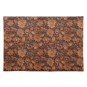 Western Cowgirl Brown Flowers Cloth Placemat
