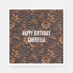 Western Cowgirl Brown Flowers Napkins