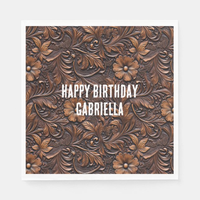 Western Cowgirl Brown Flowers Napkins (Front)