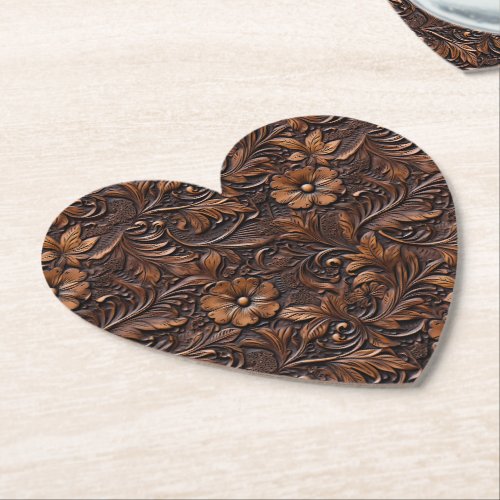 Western Cowgirl Brown Flowers Paper Coaster