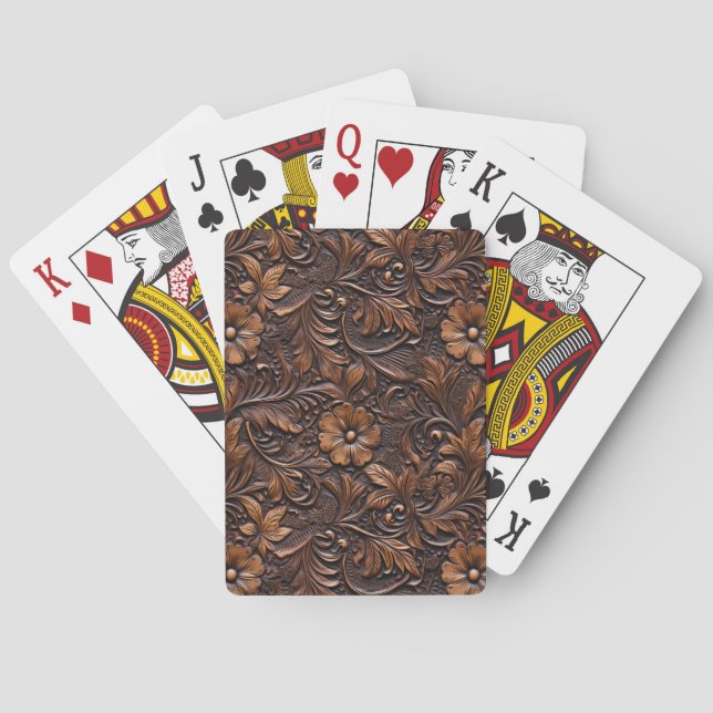Western Cowgirl Brown Flowers Poker Cards (Back)