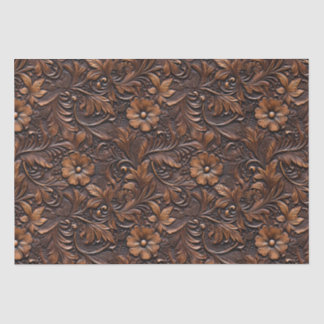 Western Cowgirl Brown Flowers Tissue Paper