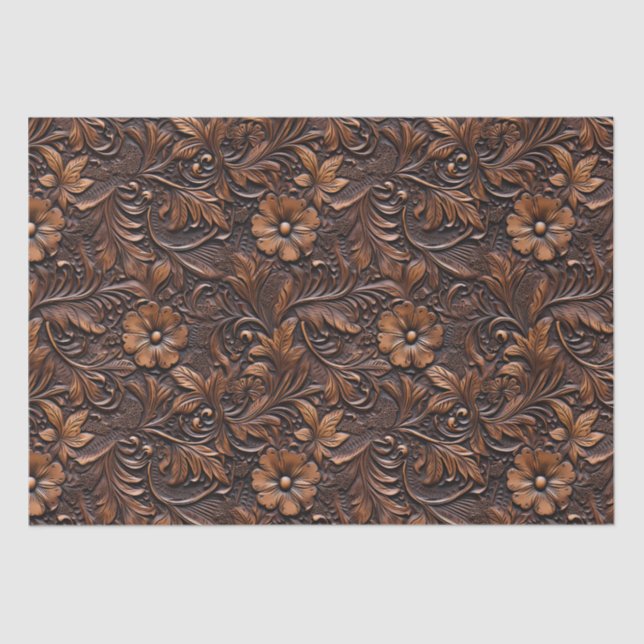 Western Cowgirl Brown Flowers Tissue Paper (Front)