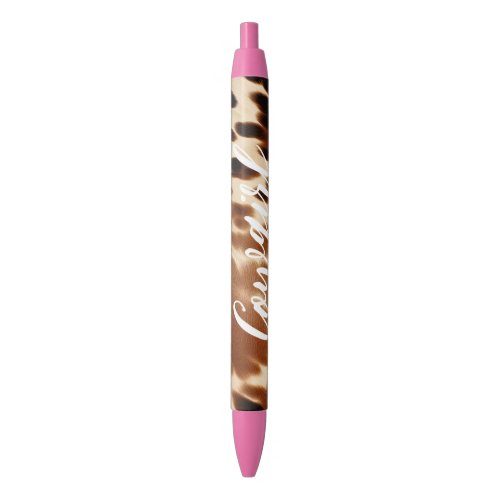 Western Cowgirl Brown White Cowhide  Black Ink Pen