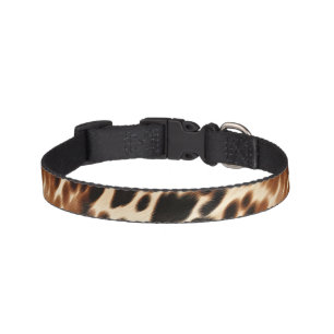 Western Cowgirl Brown White Cowhide Pet Collar