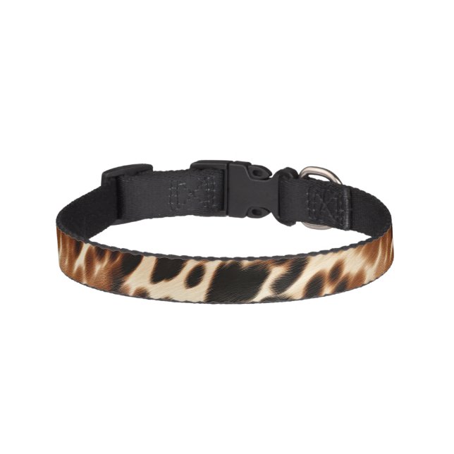 Western Cowgirl Brown White Cowhide  Pet Collar (Front)