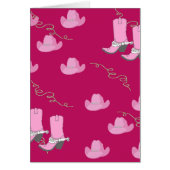 Western Cowgirl Card With Pink Hats And Boots (Front)
