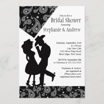 Western Cowgirl Couple Bridal Shower Invitation by alleventsinvitations at Zazzle