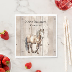 Western Cowgirl Cowboy Horse Faux Wood Napkins