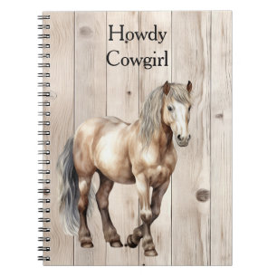Western Cowgirl Cowboy Horse Faux Wood Notebook