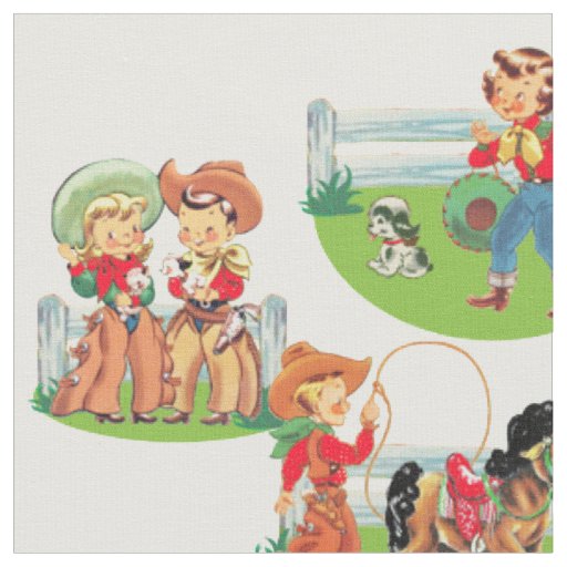Western Cowgirl Cowboy Kids Horse Fabric