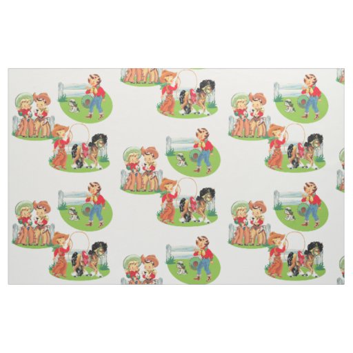 Western Cowgirl Cowboy Kids Horse Fabric 9"