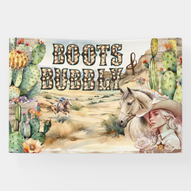 Western cowgirl cowboy rustic desert cactus banner (Horizontal)