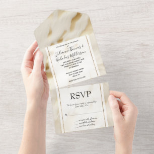 Western Cowgirl Cream Gold Cowhide All In One Invitation
