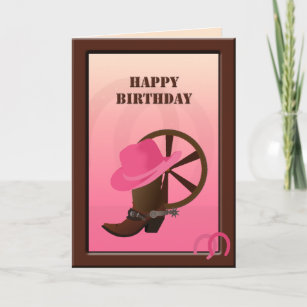 Western Cowgirl Custom Birthday Card