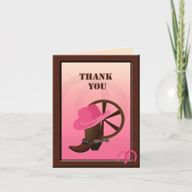 Western Cowgirl Custom Thank You Note Card (Front)