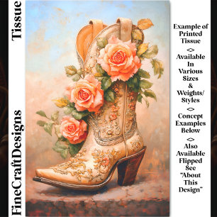 Western Cowgirl Fashion Boot Roses DF9LF Decoupage Tissue Paper
