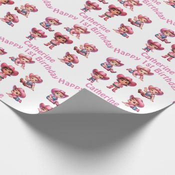 Western Cowgirl First  Birthday Custom  Wrapping Paper by RODEODAYS at Zazzle