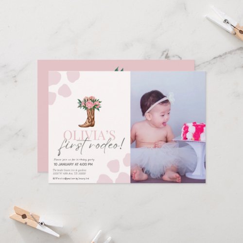 Western cowgirl first birthday invitation