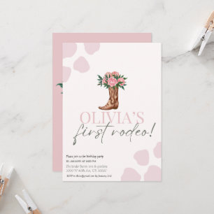 Western cowgirl first birthday rodeo baby girl invitation