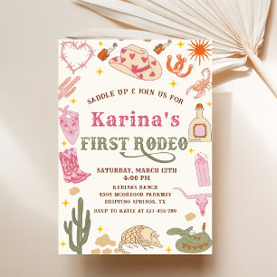 Western Cowgirl First Rodeo 1st Birthday Party Invitation