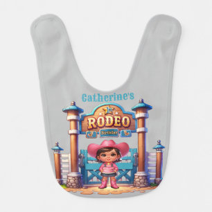 Western Cowgirl First Rodeo Birthday Custom Baby Bib