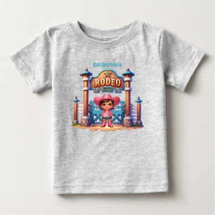 Western Cowgirl First Rodeo Birthday Custom Baby T T-Shirt