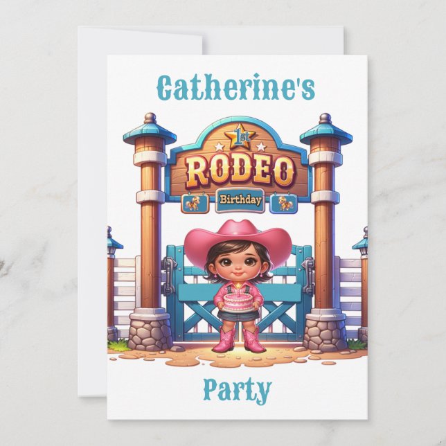Western Cowgirl First Rodeo Birthday Custom Invitation