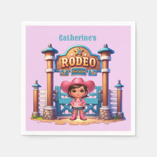 Western Cowgirl First Rodeo Birthday Custom Napkins
