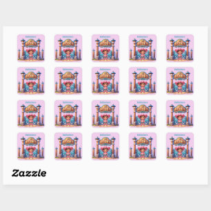Western Cowgirl First Rodeo Birthday Custom Square Sticker