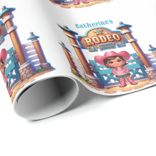 Western Cowgirl First Rodeo Birthday Custom Wrapping Paper