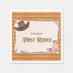 Western Cowgirl First Rodeo Birthday Napkins