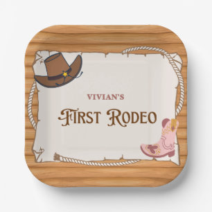Western Cowgirl First Rodeo Birthday Paper Plates