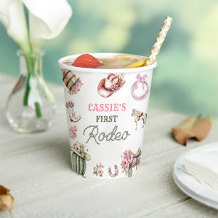 Western Cowgirl First Rodeo Birthday Party Paper Cups
