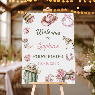 Western Cowgirl First Rodeo Birthday Party Sign
