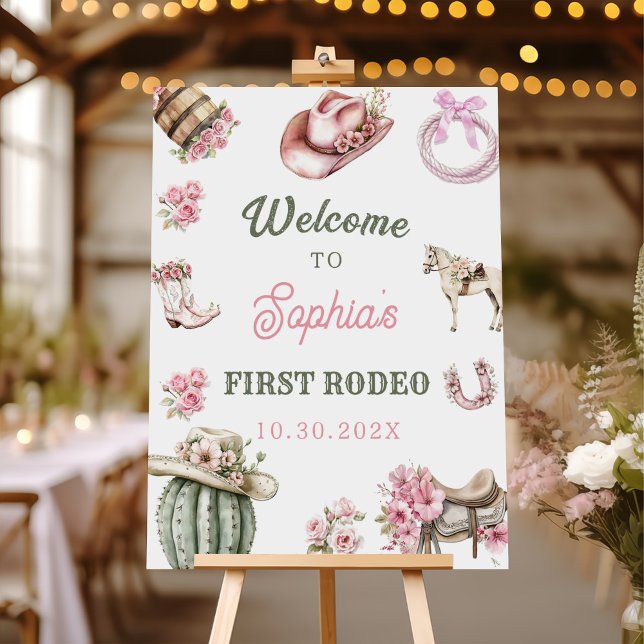 Western Cowgirl First Rodeo Birthday Party Sign (Creator Uploaded)