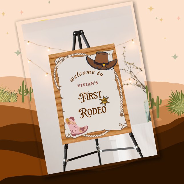 Western Cowgirl First Rodeo Birthday Welcome Foam Board (Creator Uploaded)
