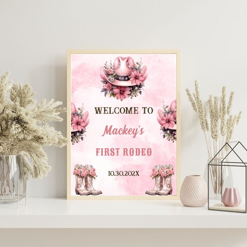 Western Cowgirl First Rodeo Birthday Welcome Sign