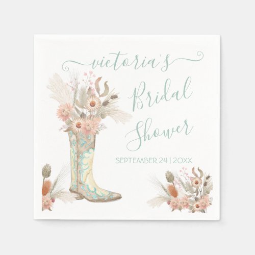 Western Cowgirl Floral Boots Shower Napkins
