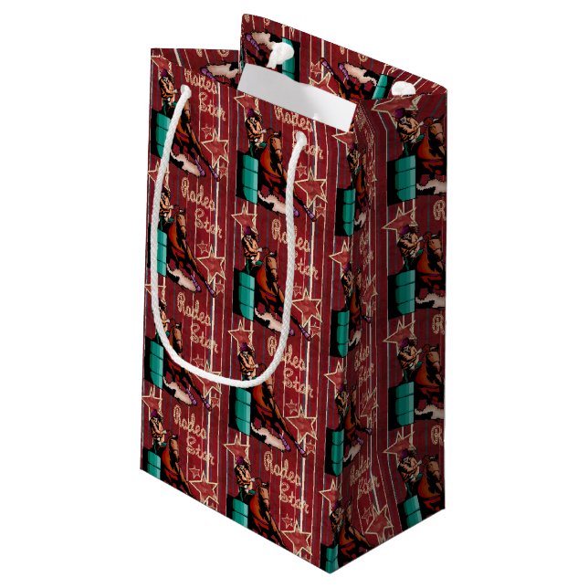 Western Cowgirl Gift Bag Rodeo Barrel Racer (Back Angled)