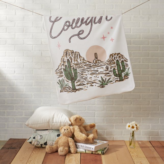 Western Cowgirl Girl Baby Blanket (In Situ)