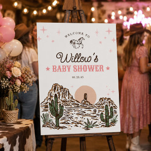 Western Cowgirl Girl Baby Shower Welcome Sign