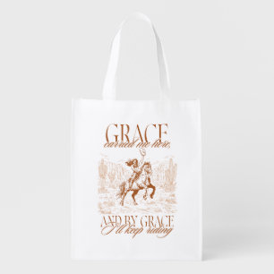 Western Cowgirl Grace Carried Me Grocery Bag