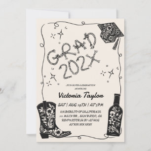 Western Cowgirl Graduation Invitation