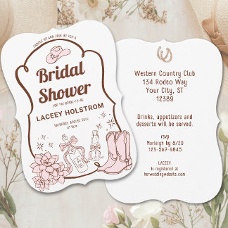 Western Cowgirl Hand Drawn Bridal Shower Invitation